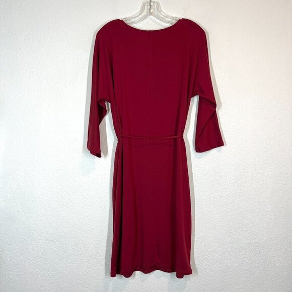 Garnet Hill Red Midi Dress Pockets Medium - Picture 2 of 11